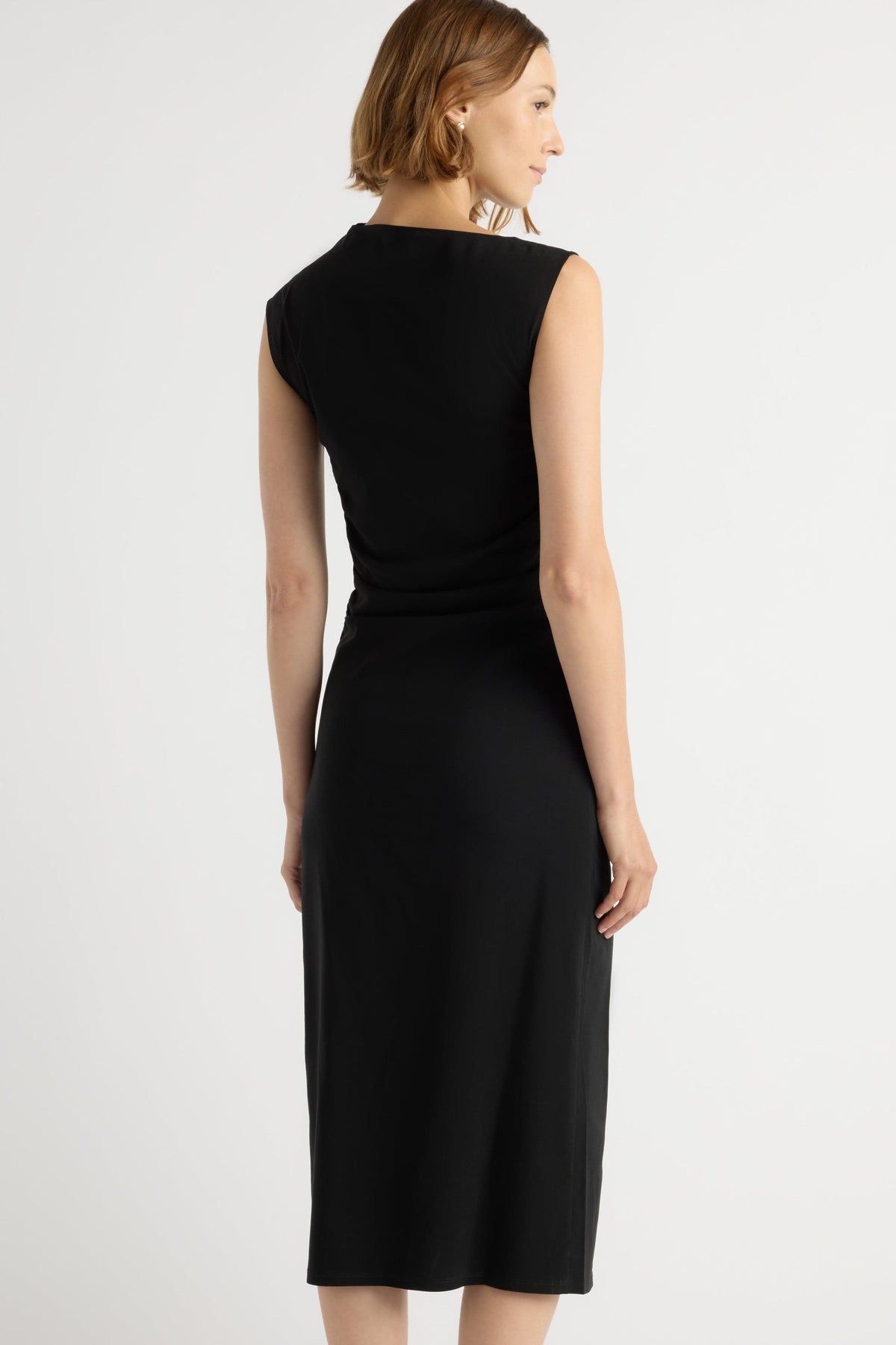 MANON ASYMMETRIC NECK RUCHED DRESS