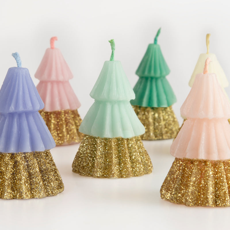 RAINBOW GLITTER TREE CANDLES