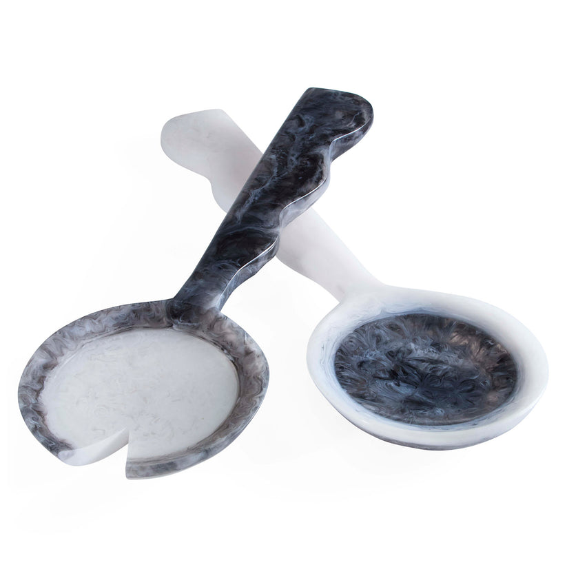 COMO RIPPLE SALAD SERVERS BLACK/WHITE