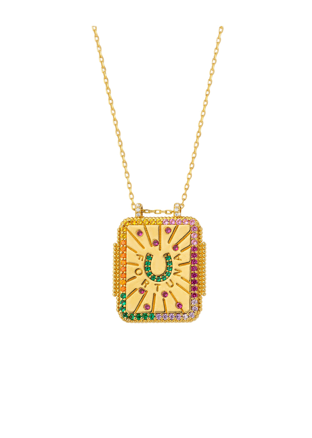 LUCKY HORSEHOE PLAQUE NECKLACE