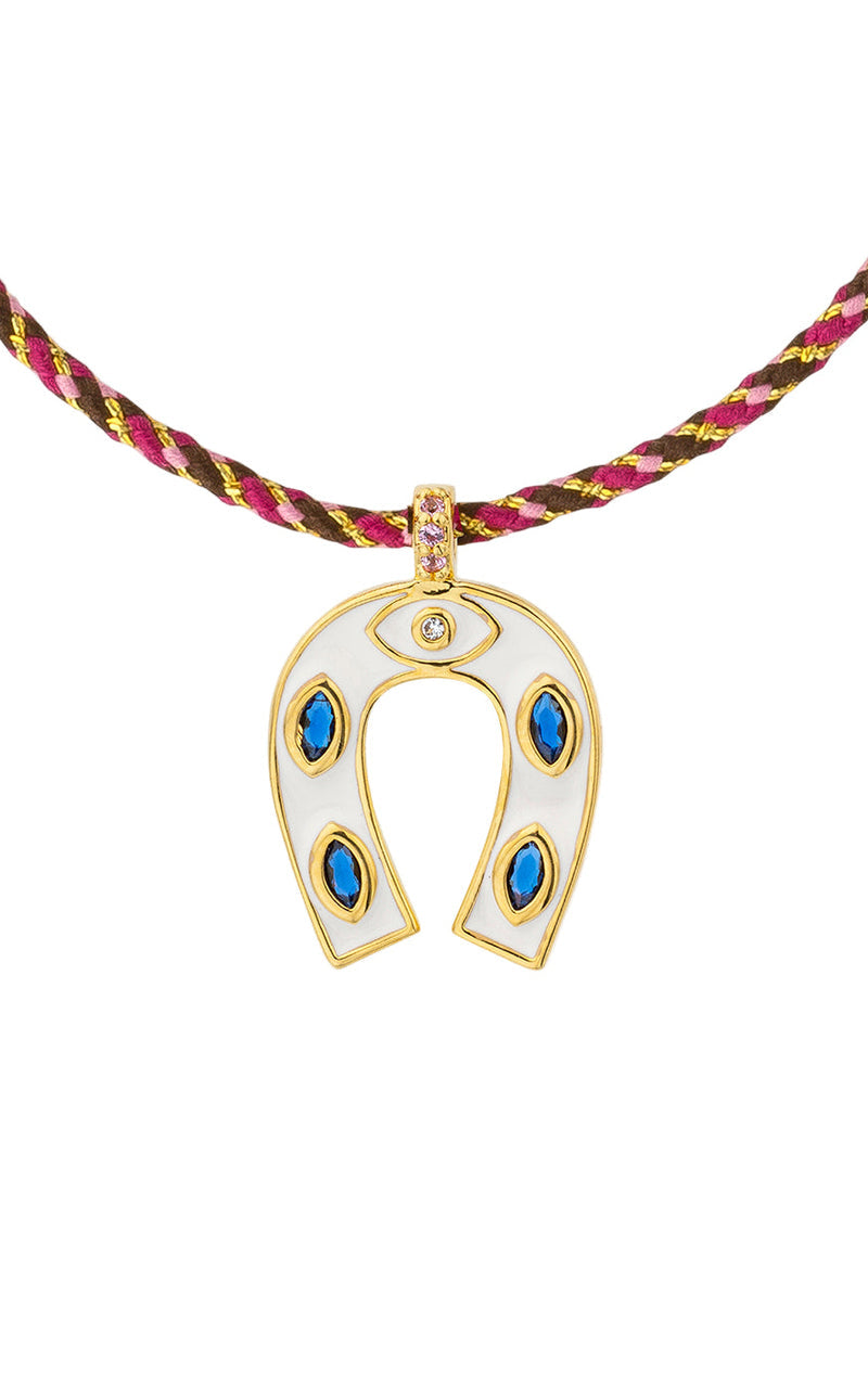 WHITE MINI  HORSESHOE NECKLACE