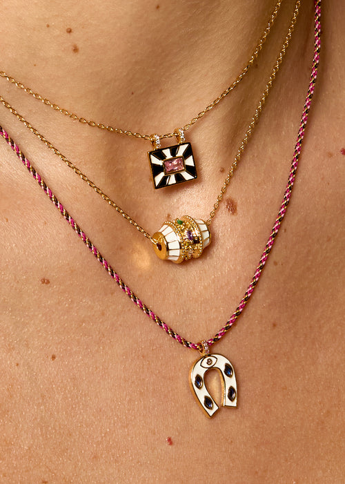 WHITE MINI  HORSESHOE NECKLACE