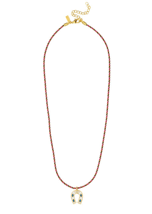 WHITE MINI  HORSESHOE NECKLACE