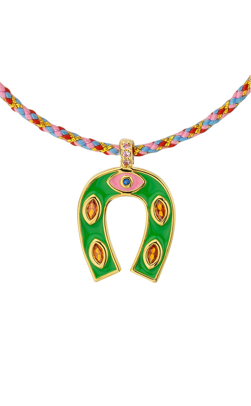 GREEN MINI  HORSESHOE NECKLACE