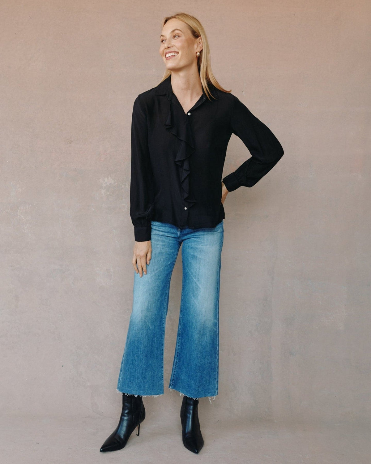 RUFFLE FRONT SHIRT