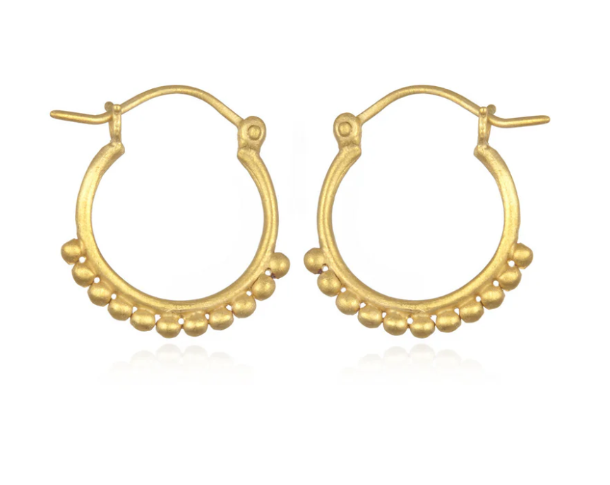SMALL DOT GOLD HOOPS EARRING