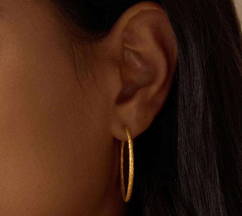 HAMMERED LARGE HOOPS 34MM