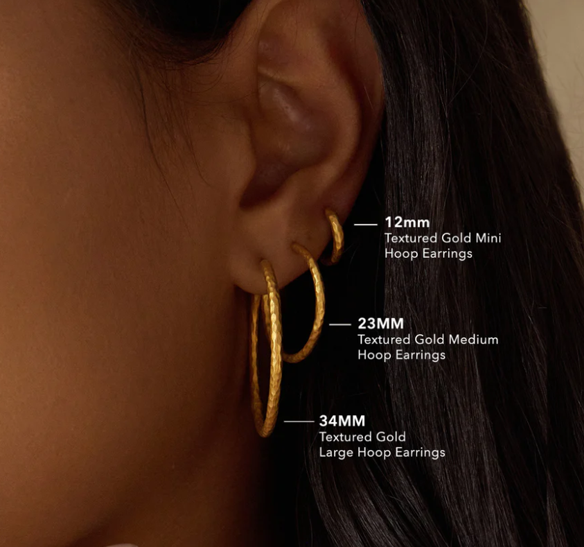 HAMMERED LARGE HOOPS 34MM