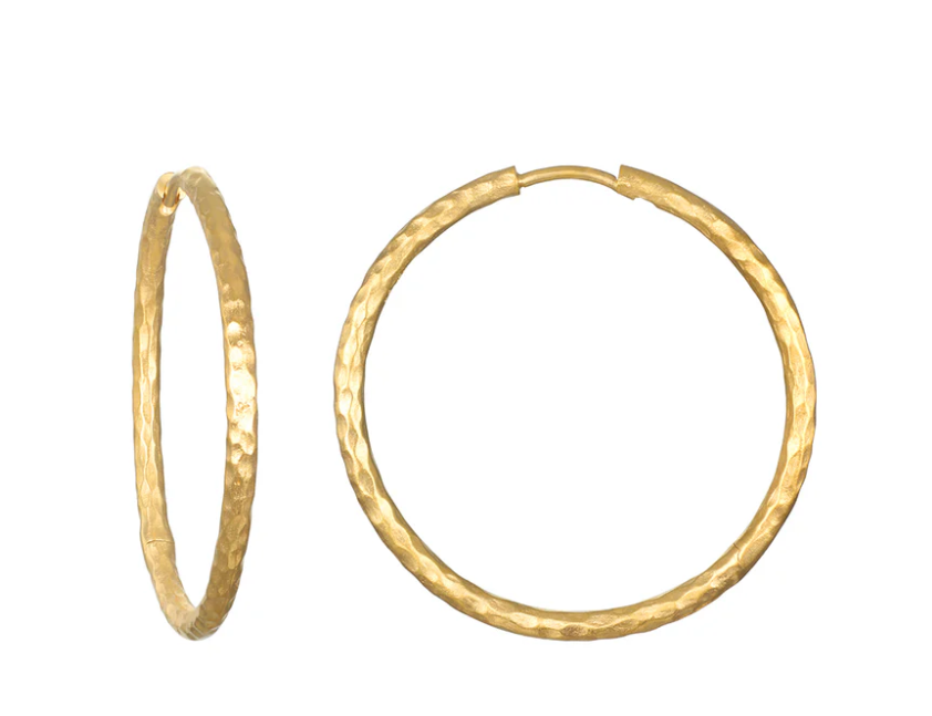 HAMMERED LARGE HOOPS 34MM