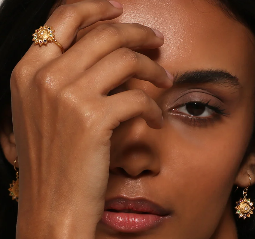 MULTI STONE LOTUS RING