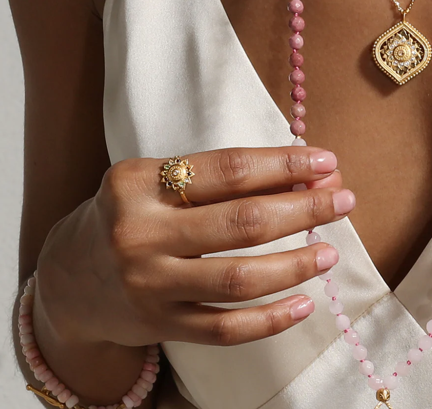 MULTI STONE LOTUS RING
