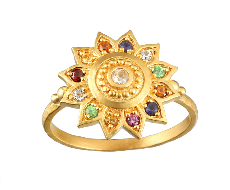 MULTI STONE LOTUS RING