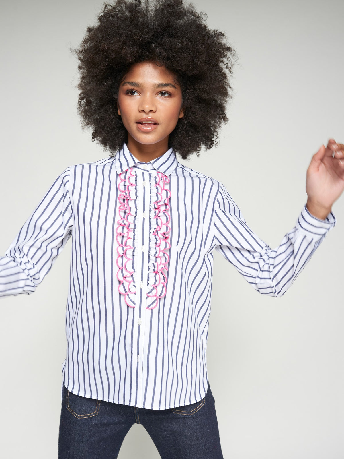 RUFFLE BLOUSE BUTTON DOWN