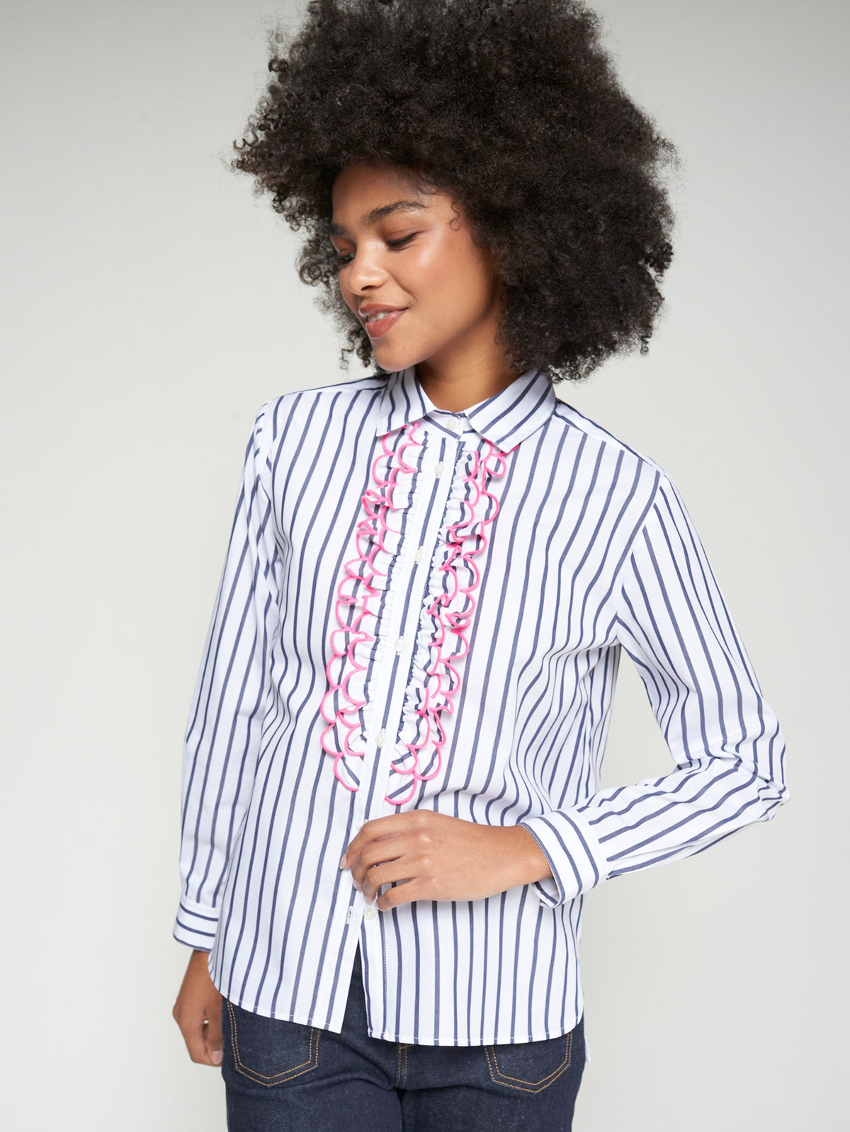 RUFFLE BLOUSE BUTTON DOWN