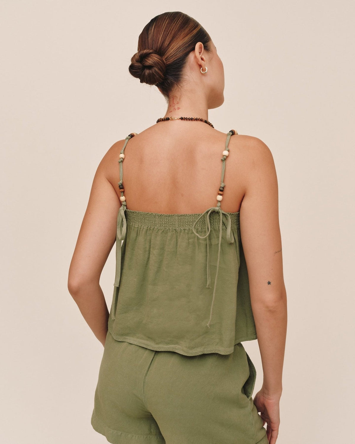 SMOCKED BEADED STRAP TANK