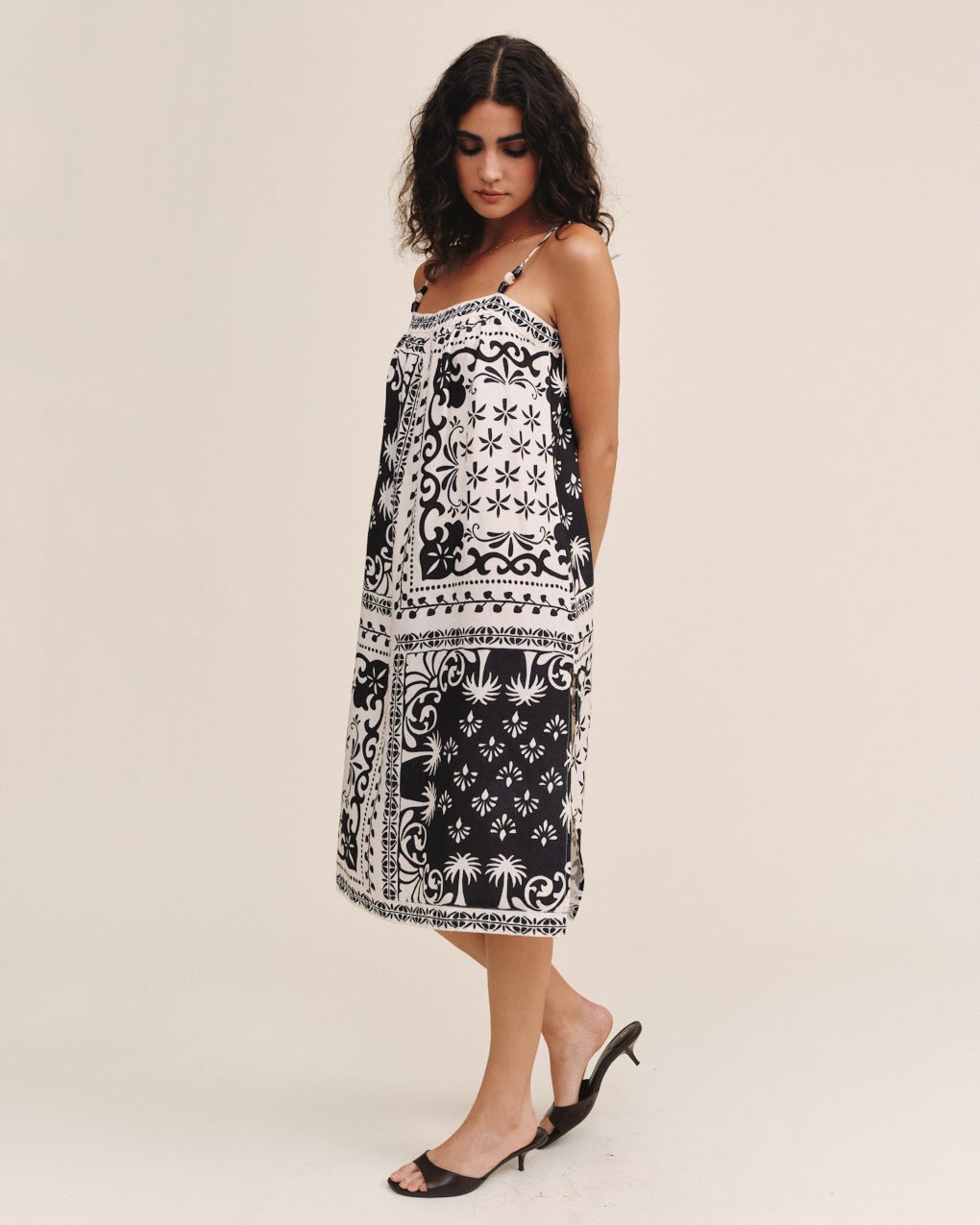 SPAGHETTI STRAP MIDI DRESS