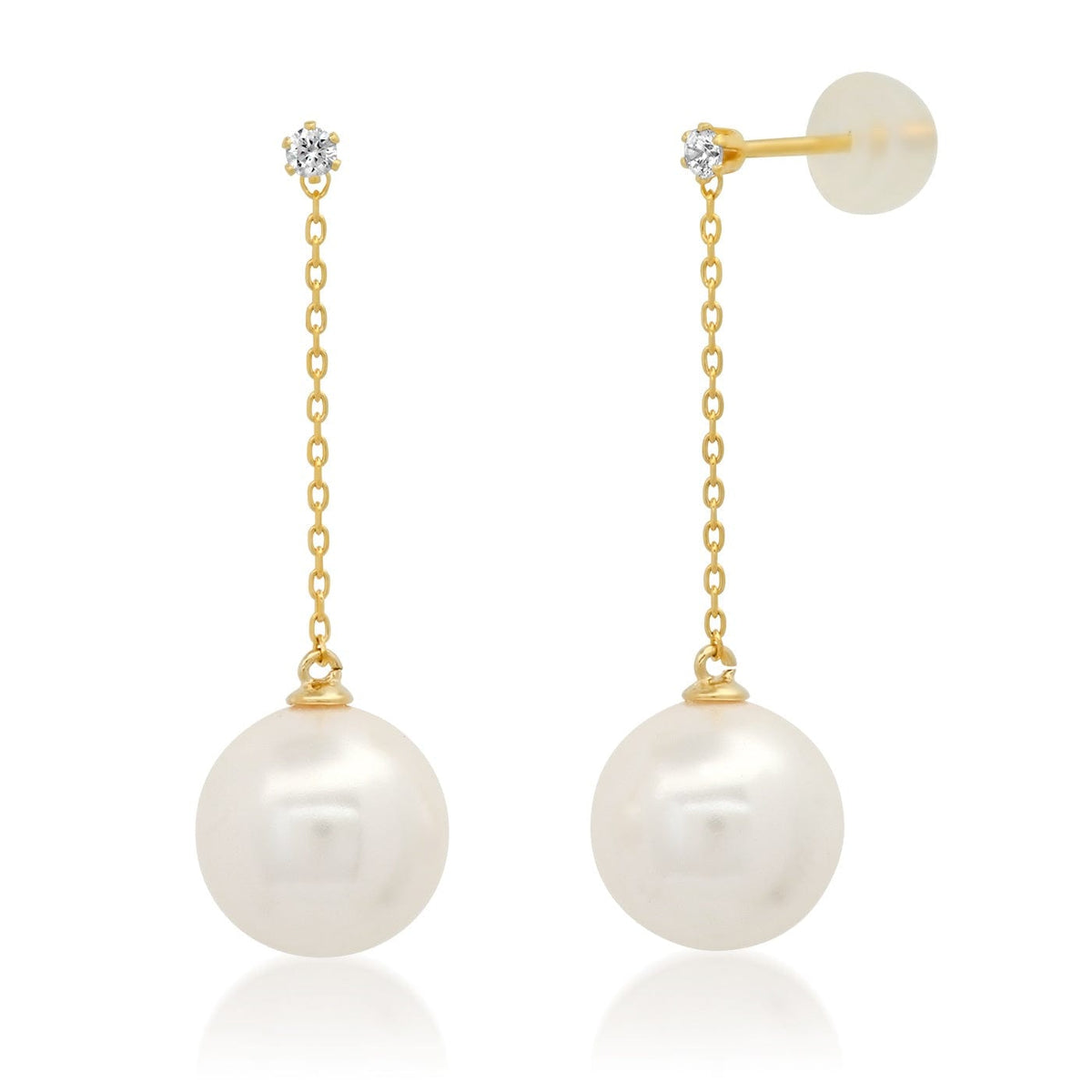 PEARL CHAIN CZ EARRING