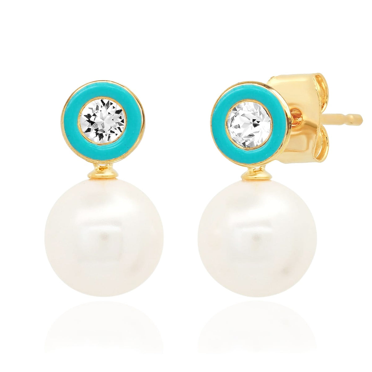 ENAMEL/PEARL DROP EARRING