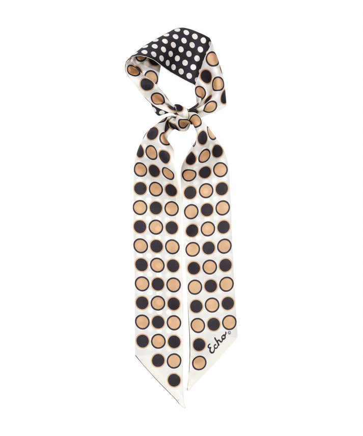 SPOTTED SILK RIBBON SCARF