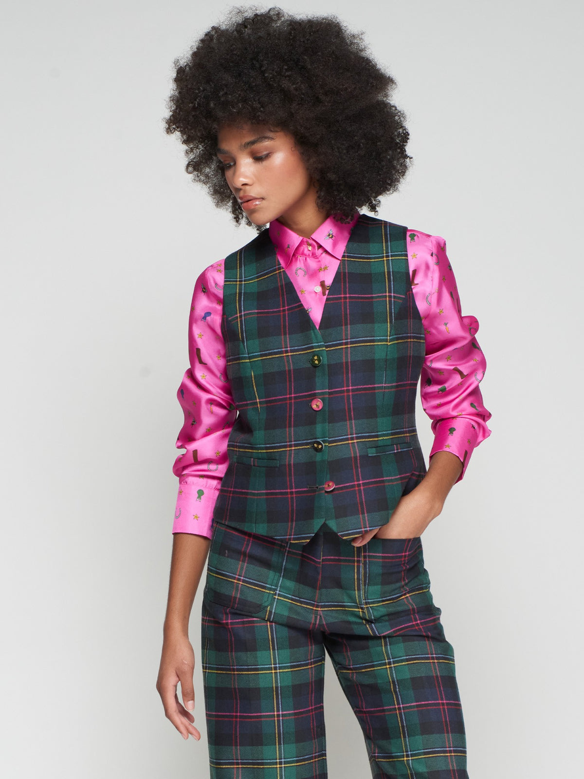 PLAID VEST