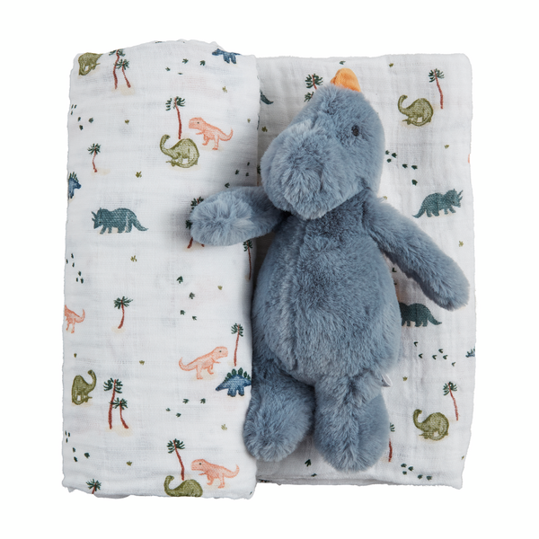 DINO SWADDLE/RATTLE SET