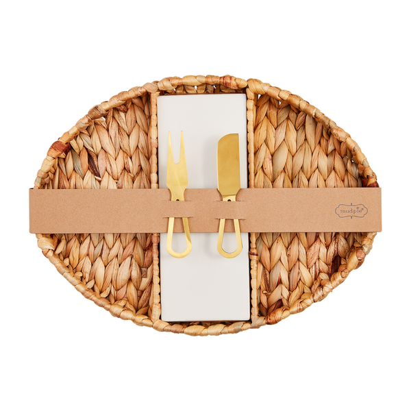 WOVEN OVAL SERVING TRAY SET