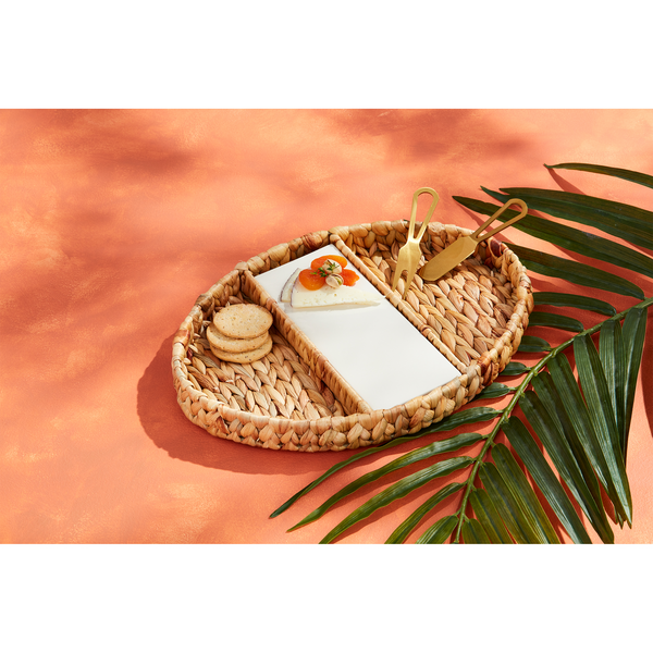 WOVEN OVAL SERVING TRAY SET