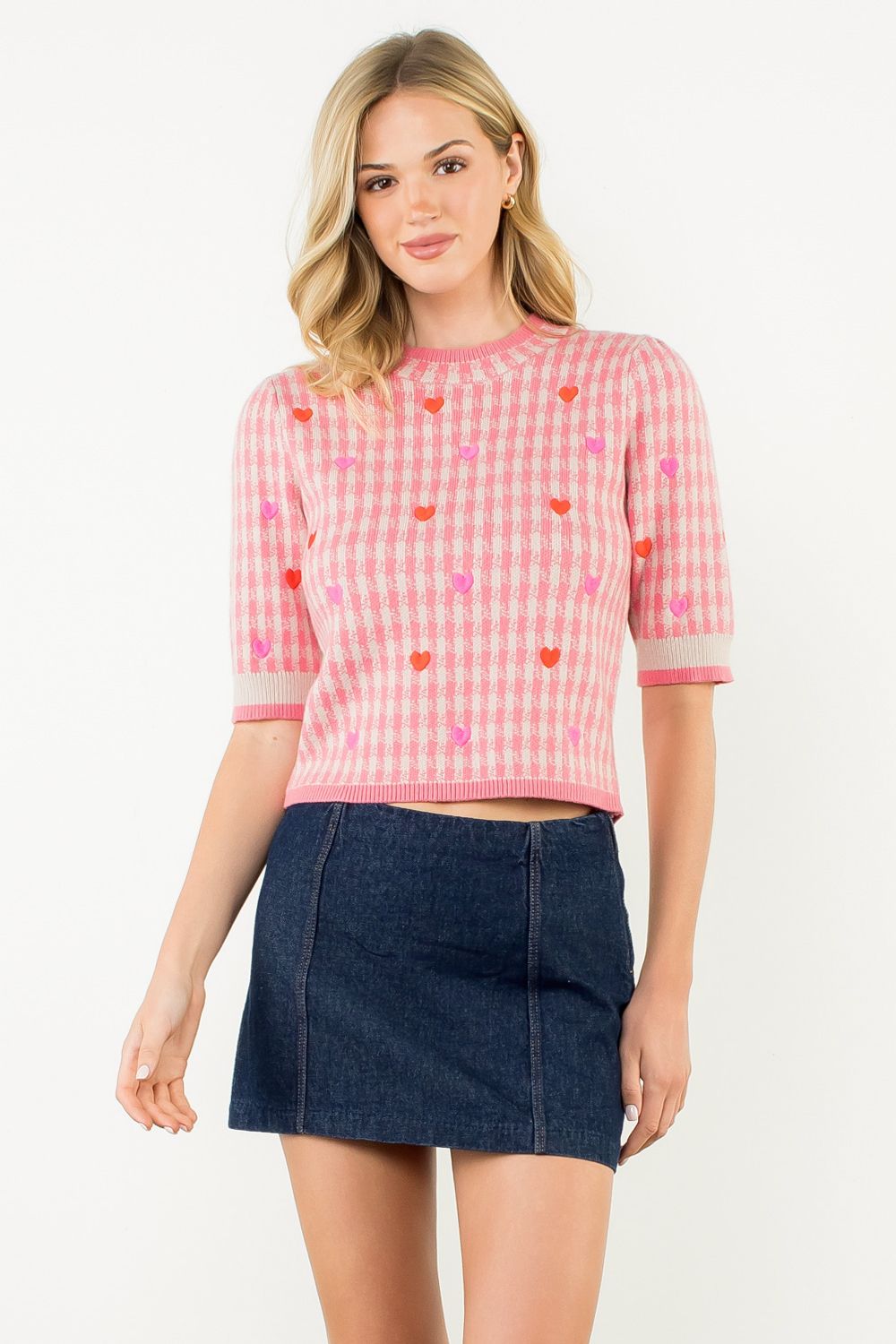 EMBROIDERED KNIT TOP HEART