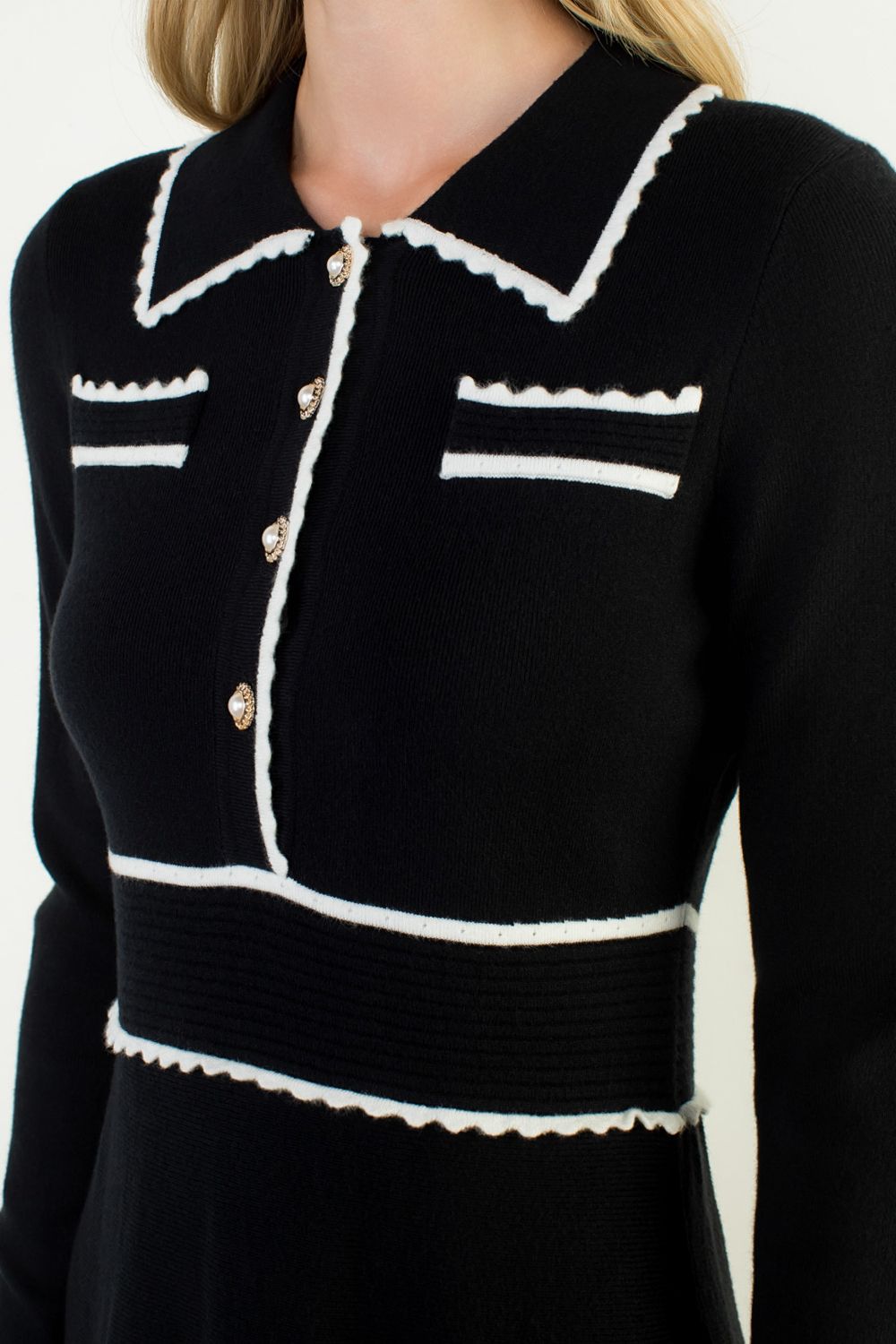 KNIT SCALLOP TRIM MAXI DRESS