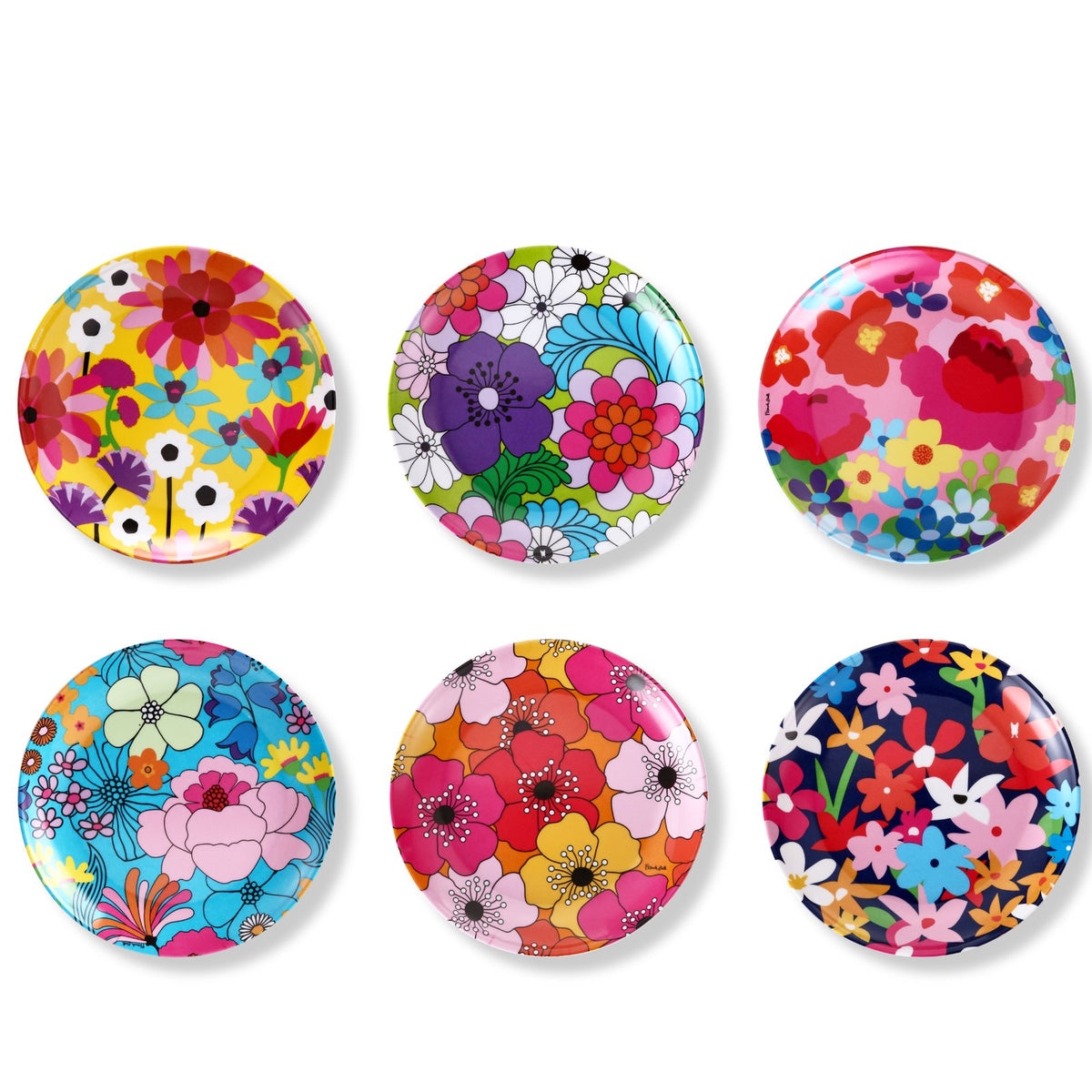 6-PIECE GARDEN FLORALS APPETIZER PLATE SET