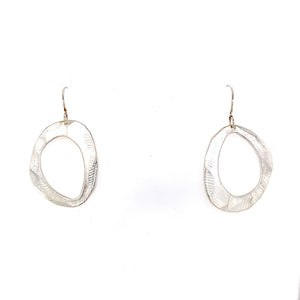 LARGE SILVER OVAL DANGLE EARRING